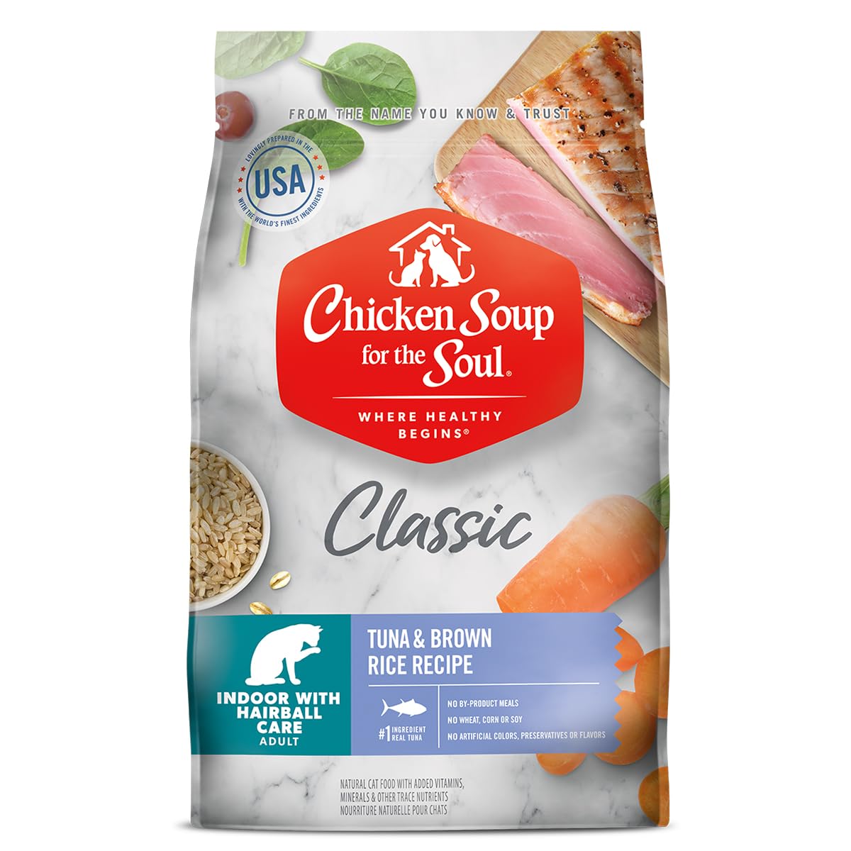 Chicken Soup for the Soul Indoor Cat Food – Tuna & Brown Rice Recipe Dry Cat Food (4.5 lb Bag)