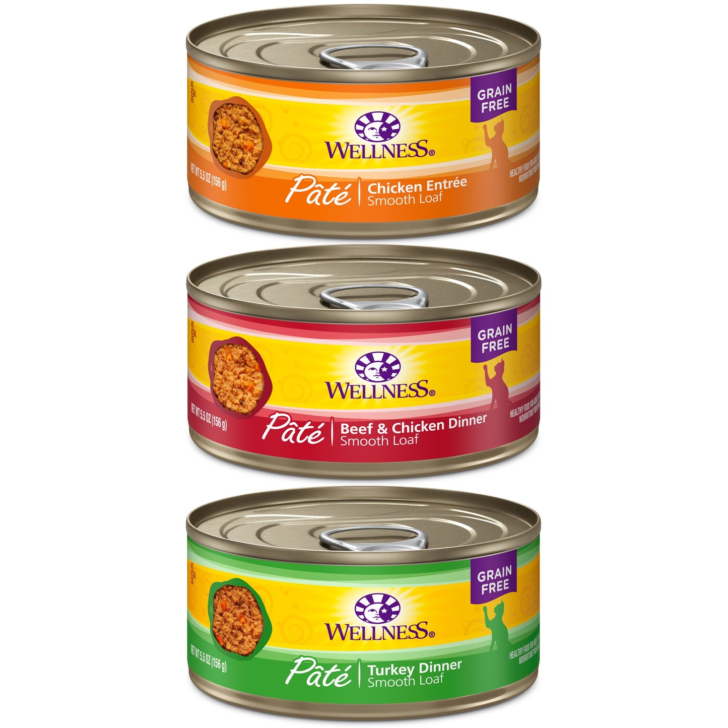 Wellness Natural Pet Food 8957 Complete Health Natural Canned Grain Free Wet Pate Cat Food Best Sellers Variety Pack 5.5-Ounce Can (Pack Of 30)