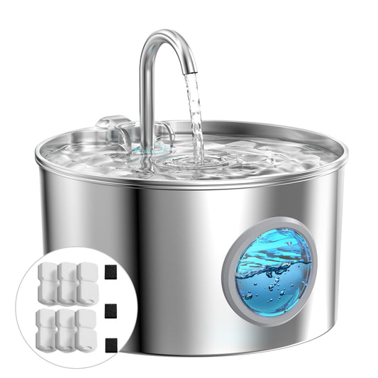 Premium Stainless Steel Cat Water Fountain – 2.2L Automatic Pet Water Dispenser with Multi-Stage Filtration