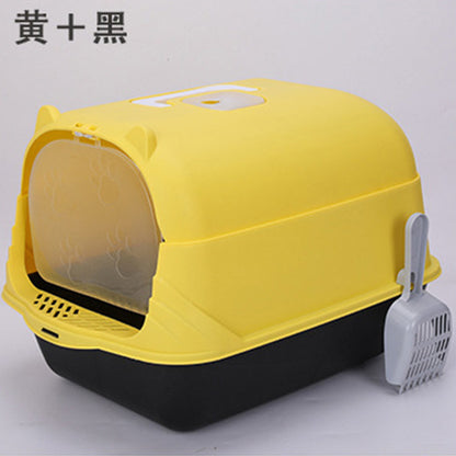Large Half-Enclosed Cat Litter Box for Big Cats
