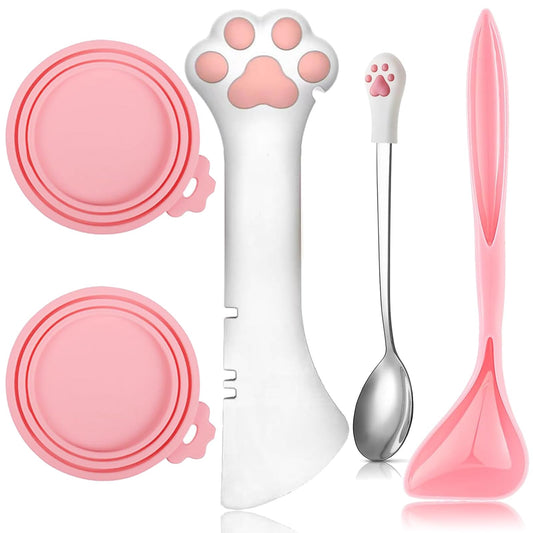 Pet Food Can Cover & Spoon Set – 5 Piece Food Storage Kit for Cats & Dogs