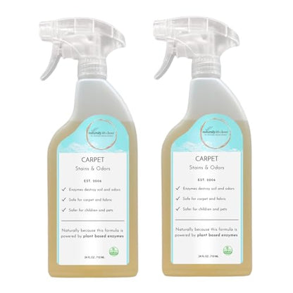 naturally its clean Carpet Stains & Odors Cleaner; Plant Based Enzyme Safely Cleans Pet/Food Stains Grease & Ink from Carpets Rugs Upholstery & Drapery 24oz Spray Bottle x 2 Pack