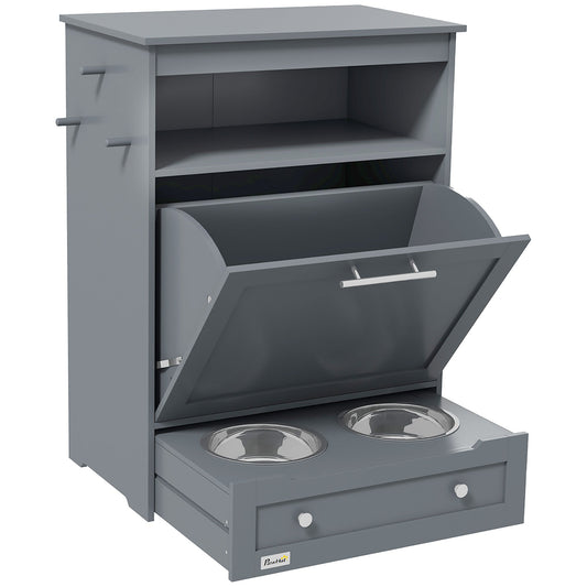 Pet Food Storage Cabinet with Stainless Steel Bowls