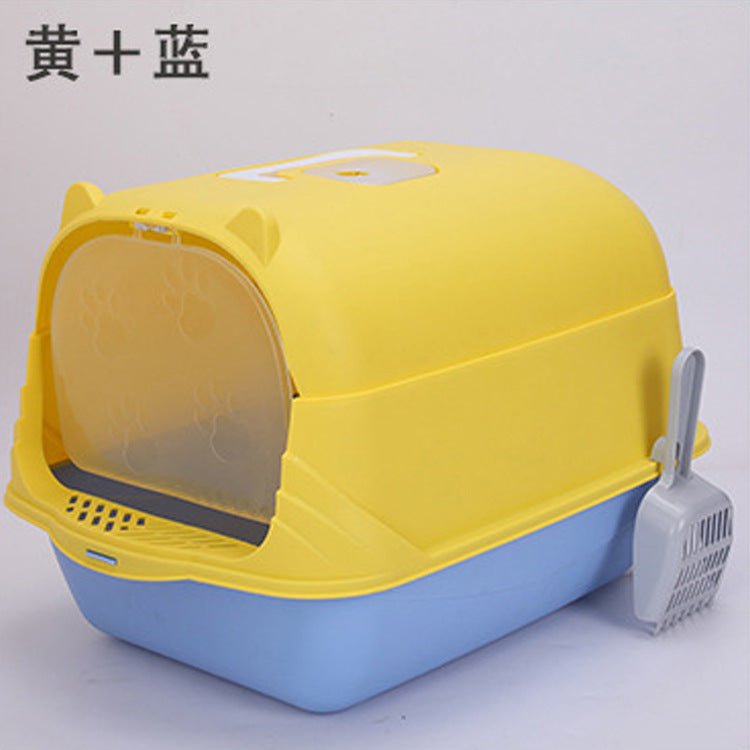 Large Half-Enclosed Cat Litter Box for Big Cats
