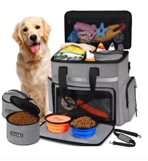 Pet Supplies Travel Bag for Dogs and Cats – Multi-Compartment Organizer