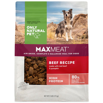 Only Natural Pet MaxMeat Holistic Air Dried Dry Dog Food - All Natural High Protein Grain Free - Made with Real Meat - Beef with Pumpkin & Parsley 2 lb