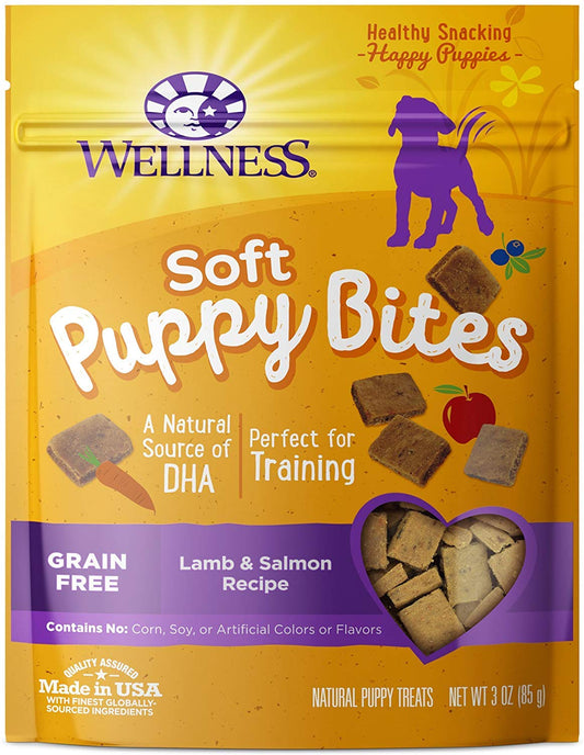 Wellness Soft Puppy Bites Grain-Free Puppy Training Treats – Lamb & Salmon Recipe (2 Pack)