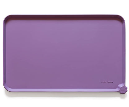 Hoki Found Silicone Pet Food Tray - Dog Pet Cat Feeding Mat - High-Lips Pet Dog Cat Bowl Mats - Waterproof Dog Cat Food Mats -Pet Water Mats for Floors - Amethyst