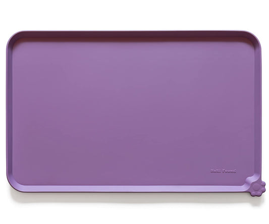 Hoki Found Silicone Pet Food Tray - Dog Pet Cat Feeding Mat - High-Lips Pet Dog Cat Bowl Mats - Waterproof Dog Cat Food Mats -Pet Water Mats for Floors - Amethyst